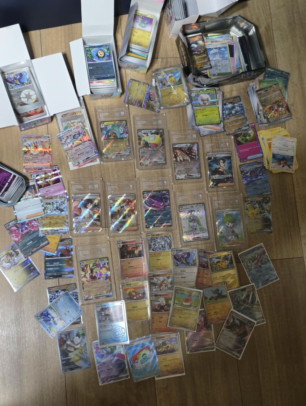 Pokemon 10 Slabs And Lot Of Trading Cards